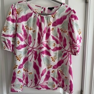Ann Taylor Factory Pink and Green Floral Blouse
